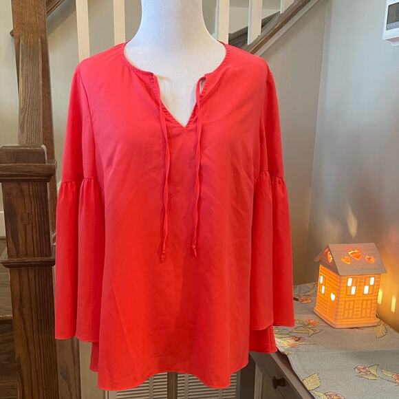 Boden Vibrant Coral Pink “Pop Peony” Boho-sleeve Blouse Size 6 US - Picture 2 of 7